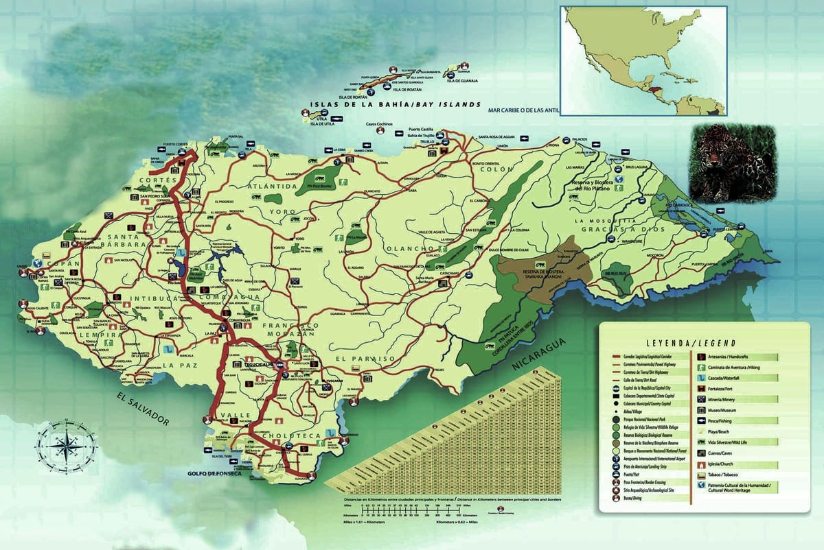 peta dari Honduras geografi