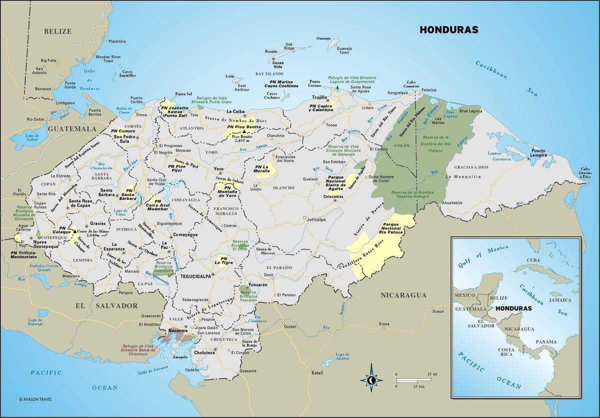 peta dari Honduras jalan