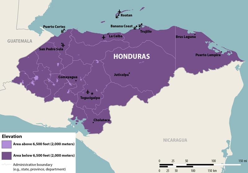 peta dari Honduras zika