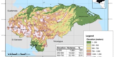 Peta dari Honduras elevasi