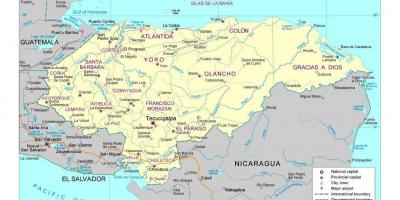 Honduras peta dengan kota-kota