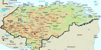 Peta dari Honduras dan negara-negara sekitarnya