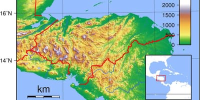 Peta topografi Honduras